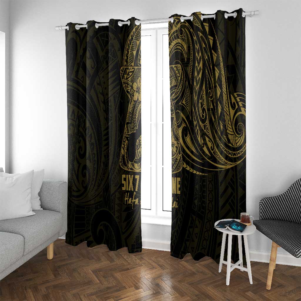 Gold Guam Latte Stone Tribal Tattoo Window Curtain Hafa Adai Six 7 One