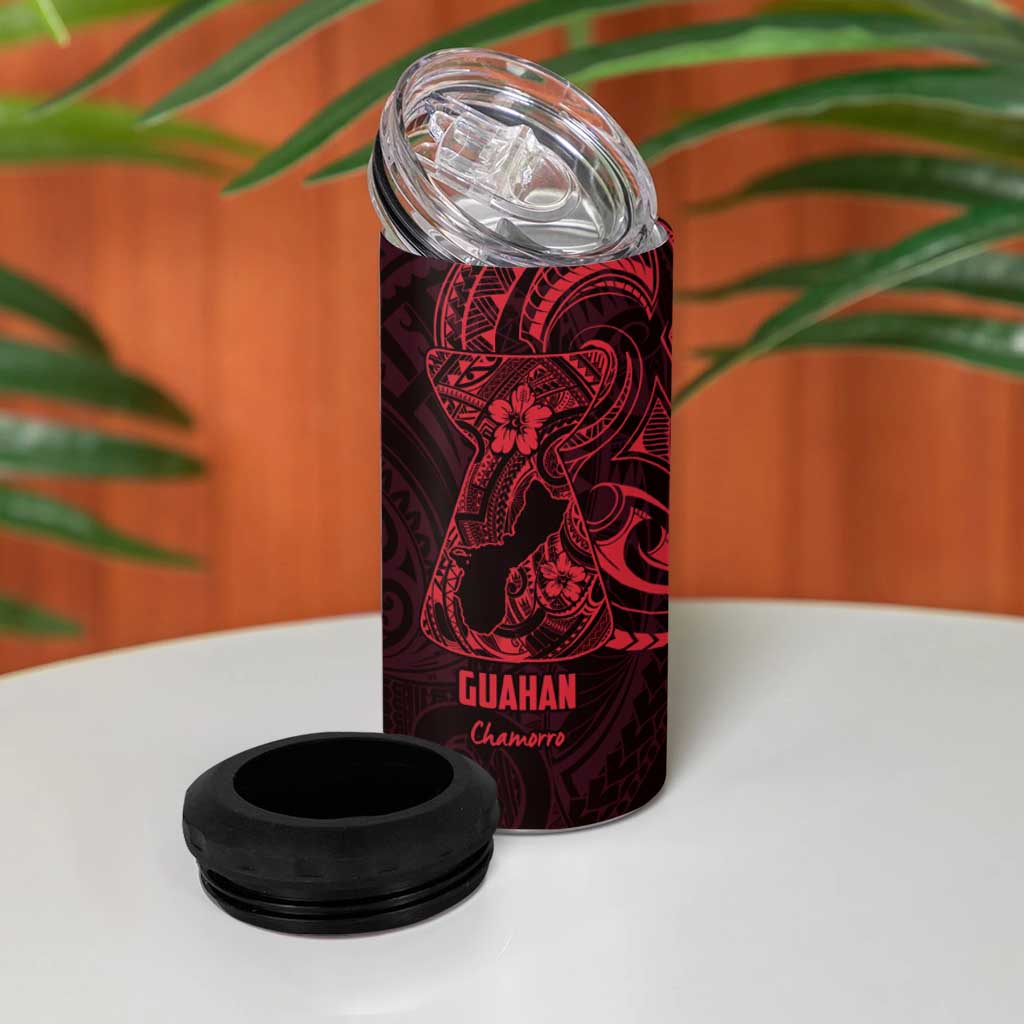Oxblood Guam Latte Stone Tribal Tattoo 4 in 1 Can Cooler Tumbler Hafa Adai Six 7 One LT9 - Polynesian Pride