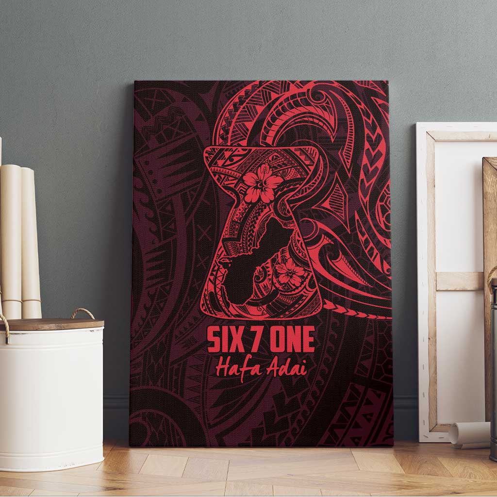 Oxblood Guam Latte Stone Tribal Tattoo Canvas Wall Art Hafa Adai Six 7 One