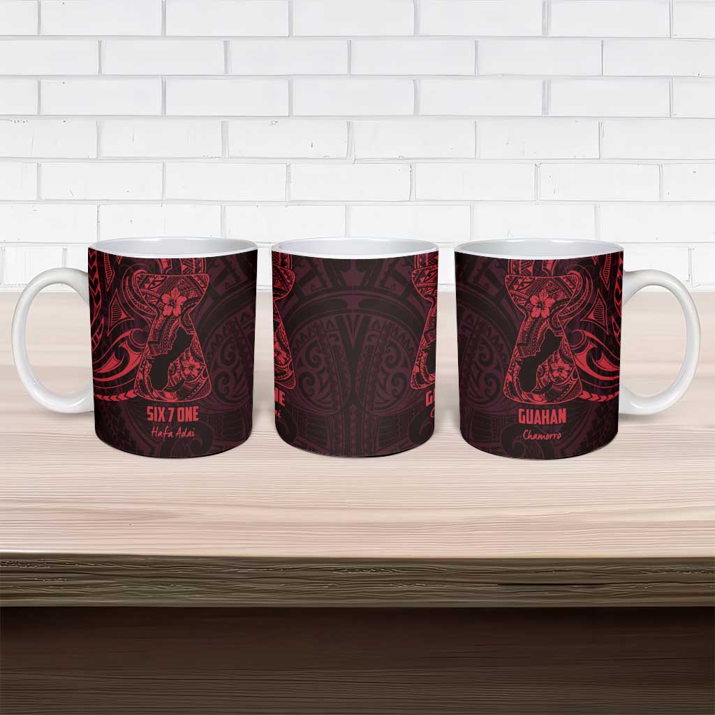 Oxblood Guam Latte Stone Tribal Tattoo Ceramic Mug Hafa Adai Six 7 One - Polynesian Pride
