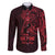 Oxblood Guam Latte Stone Tribal Tattoo Family Matching Off Shoulder Short Dress and Hawaiian Shirt Hafa Adai Six 7 One