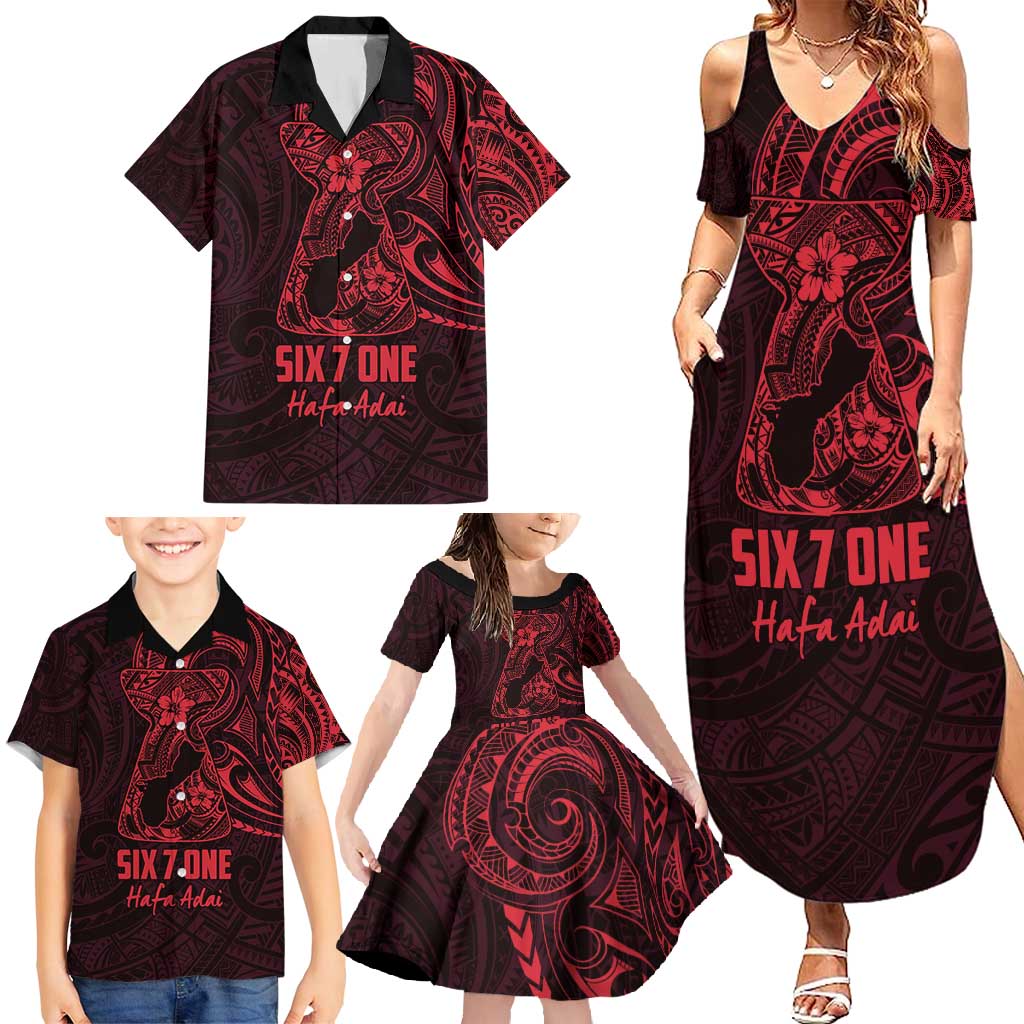 Oxblood Guam Latte Stone Tribal Tattoo Family Matching Summer Maxi Dress and Hawaiian Shirt Hafa Adai Six 7 One