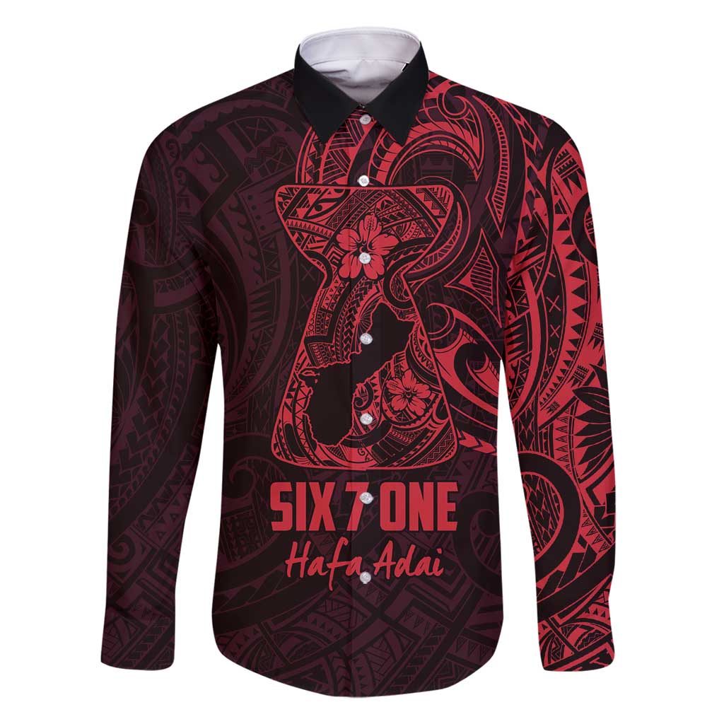 Oxblood Guam Latte Stone Tribal Tattoo Family Matching Summer Maxi Dress and Hawaiian Shirt Hafa Adai Six 7 One