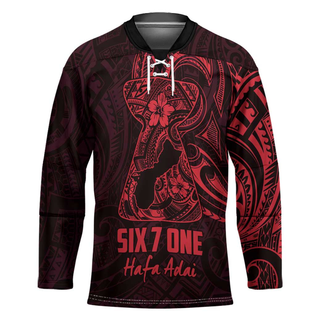 Oxblood Guam Latte Stone Tribal Tattoo Hockey Jersey Hafa Adai Six 7 One - Polynesian Pride
