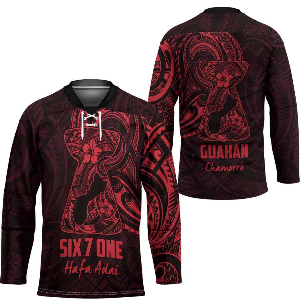 Oxblood Guam Latte Stone Tribal Tattoo Hockey Jersey Hafa Adai Six 7 One - Polynesian Pride