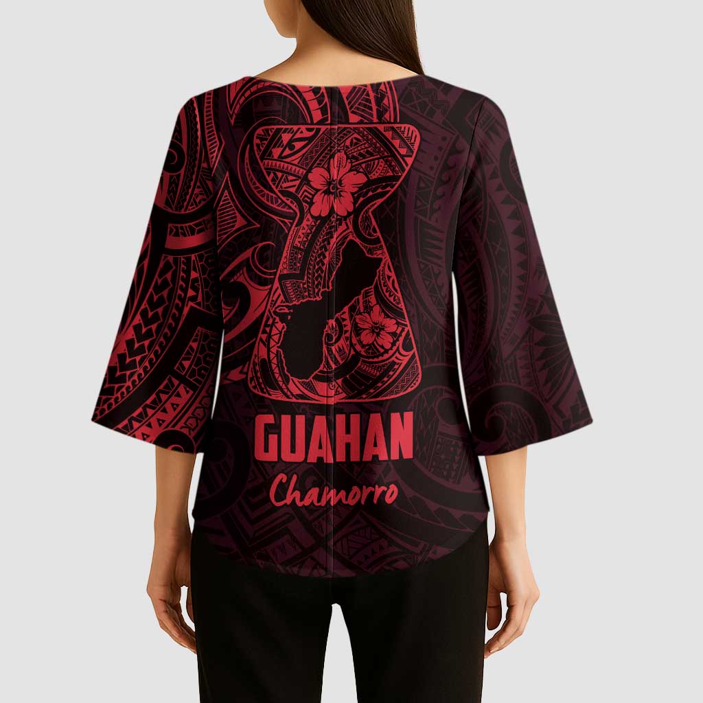 Oxblood Guam Latte Stone Tribal Tattoo Kimono Sleeve Blouse Hafa Adai Six 7 One - Polynesian Pride
