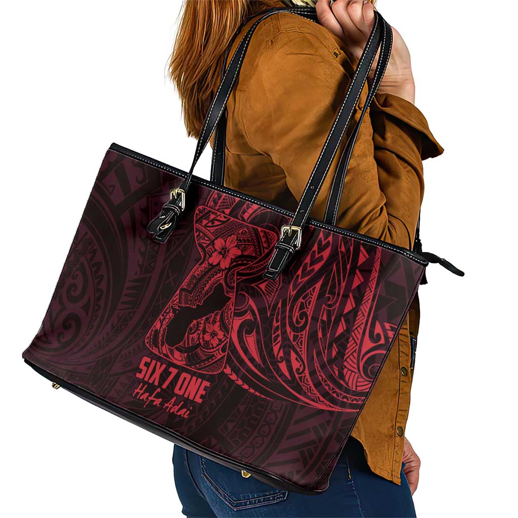 Oxblood Guam Latte Stone Tribal Tattoo Leather Tote Bag Hafa Adai Six 7 One