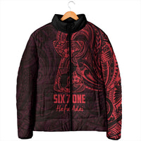 Oxblood Guam Latte Stone Tribal Tattoo Padded Jacket Hafa Adai Six 7 One - Polynesian Pride