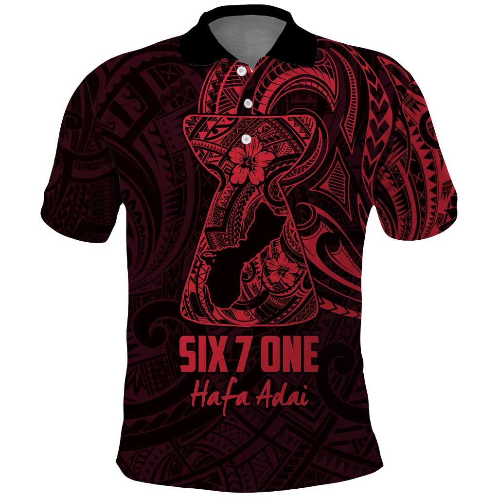 Oxblood Guam Latte Stone Tribal Tattoo Polo Shirt Hafa Adai Six 7 One