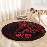 Oxblood Guam Latte Stone Tribal Tattoo Round Carpet Hafa Adai Six 7 One