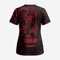 Oxblood Guam Latte Stone Tribal Tattoo Scrub Top Hafa Adai Six 7 One - Polynesian Pride