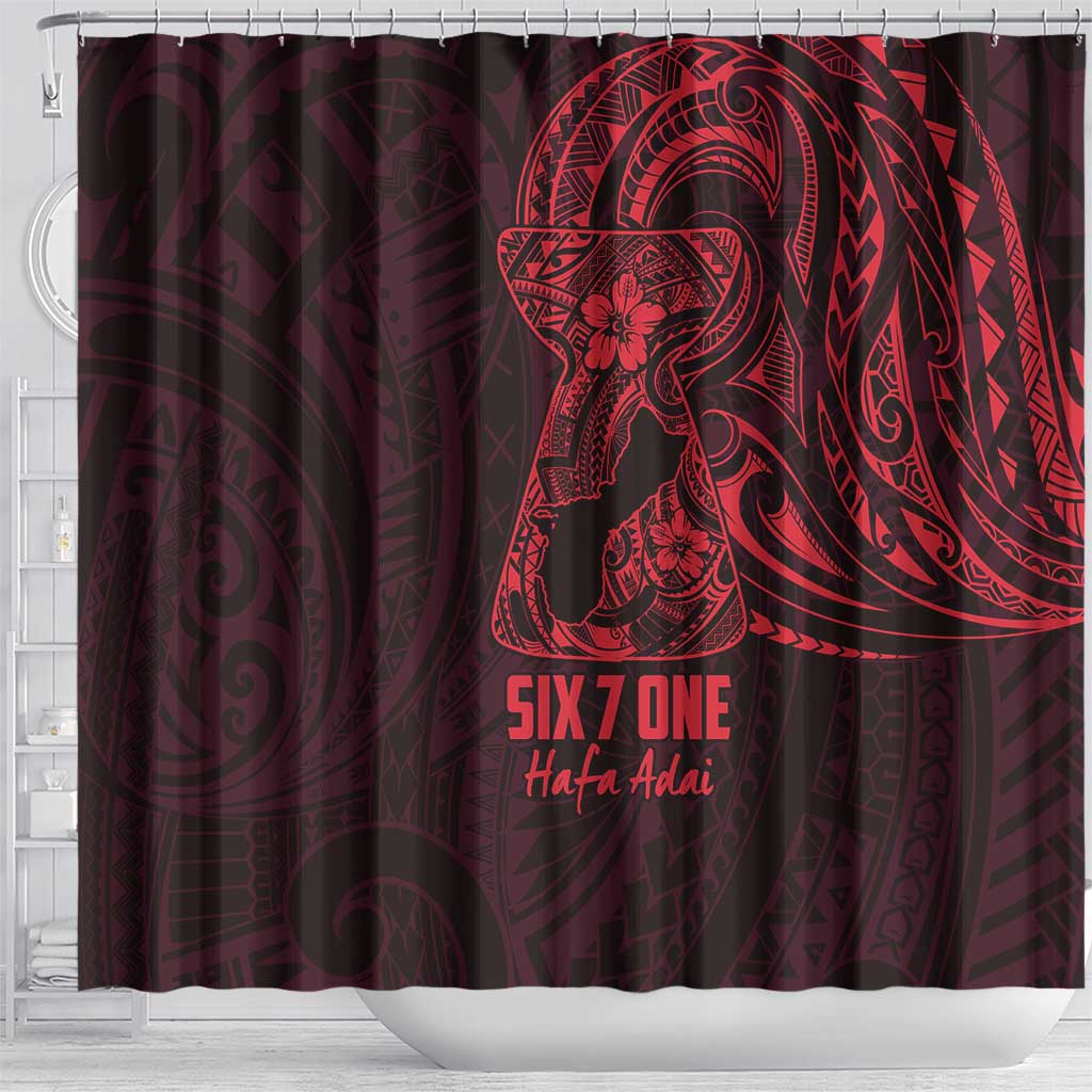 Oxblood Guam Latte Stone Tribal Tattoo Shower Curtain Hafa Adai Six 7 One
