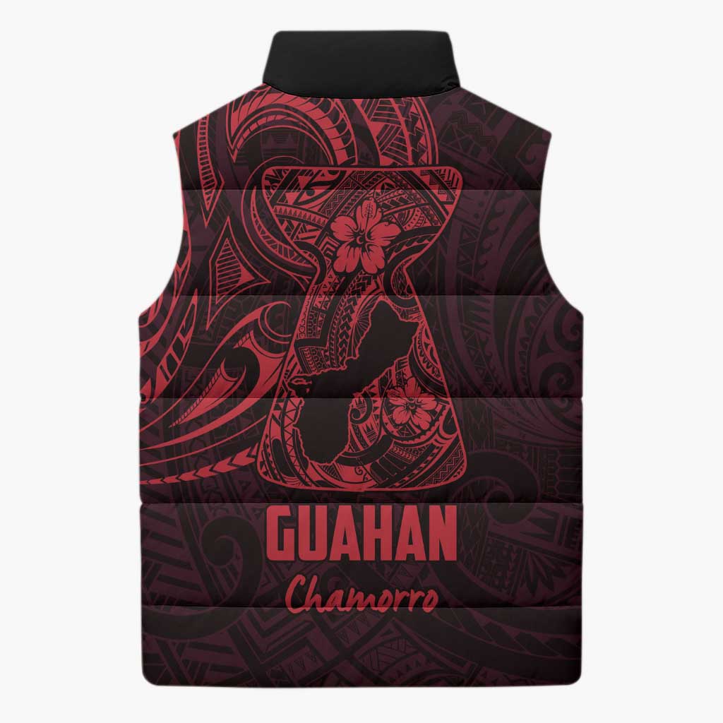 Oxblood Guam Latte Stone Tribal Tattoo Sleeveless Puffer Jacket Hafa Adai Six 7 One - Polynesian Pride