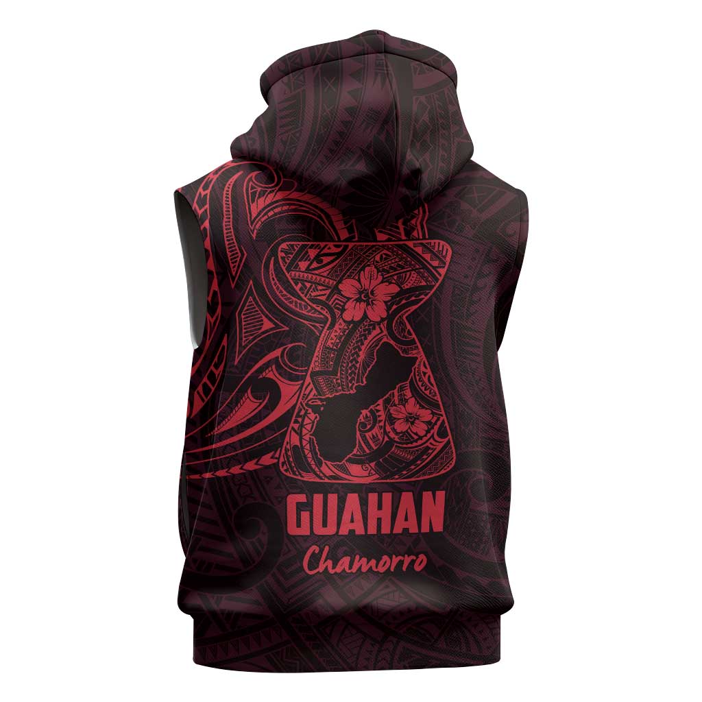 Oxblood Guam Latte Stone Tribal Tattoo Sleeveless Zip Hoodie Hafa Adai Six 7 One - Polynesian Pride