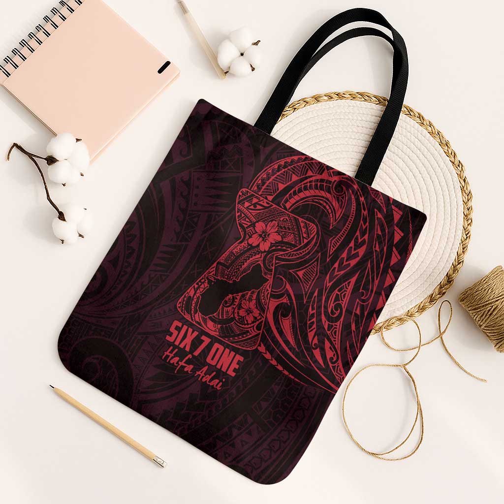 Oxblood Guam Latte Stone Tribal Tattoo Tote Bag Hafa Adai Six 7 One - Polynesian Pride