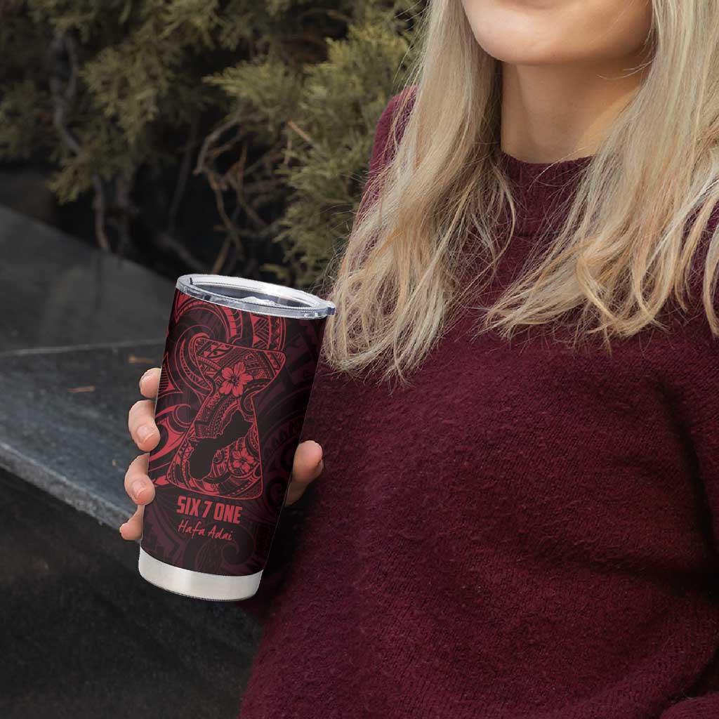 Oxblood Guam Latte Stone Tribal Tattoo Tumbler Cup Hafa Adai Six 7 One LT9 - Polynesian Pride
