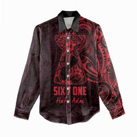 Oxblood Guam Latte Stone Tribal Tattoo Women Casual Shirt Hafa Adai Six 7 One