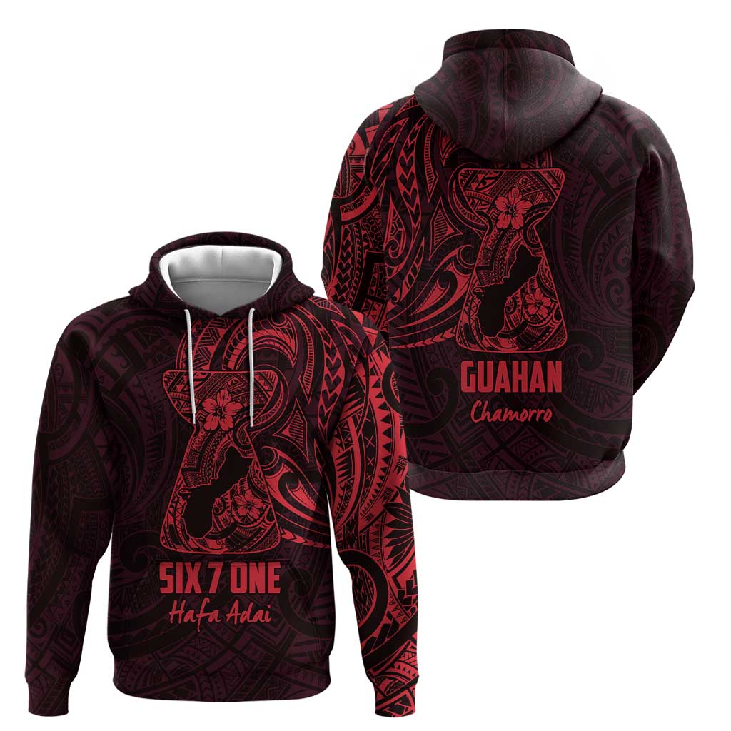 Oxblood Guam Latte Stone Tribal Tattoo Zip Hoodie Hafa Adai Six 7 One