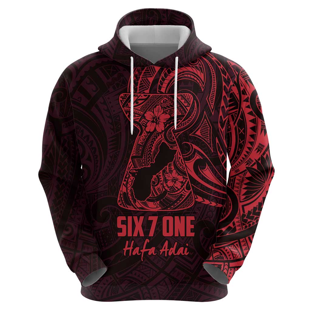 Oxblood Guam Latte Stone Tribal Tattoo Zip Hoodie Hafa Adai Six 7 One