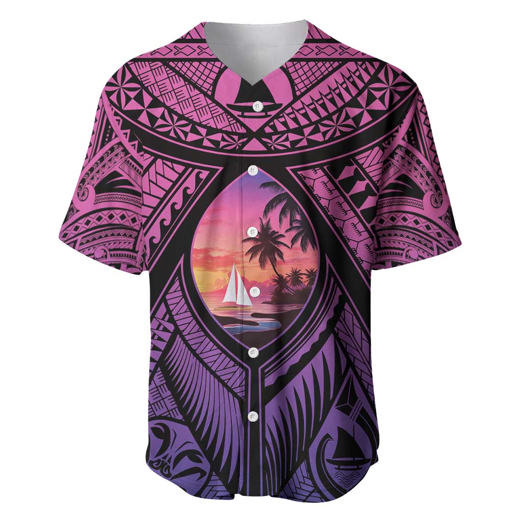 Guam Chamorro Artsy Baseball Jersey Guahan Sunset Beach