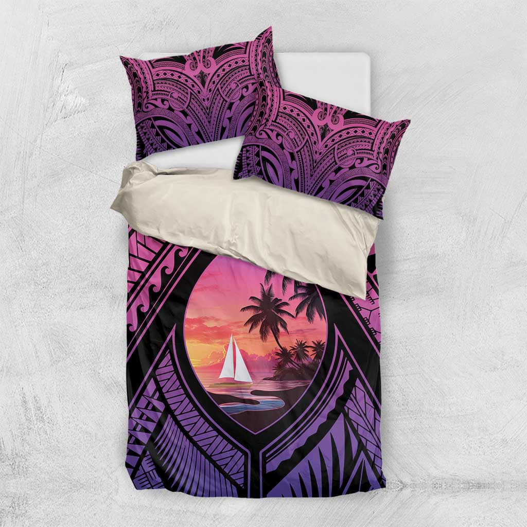 Guam Chamorro Artsy Bedding Set Guahan Sunset Beach