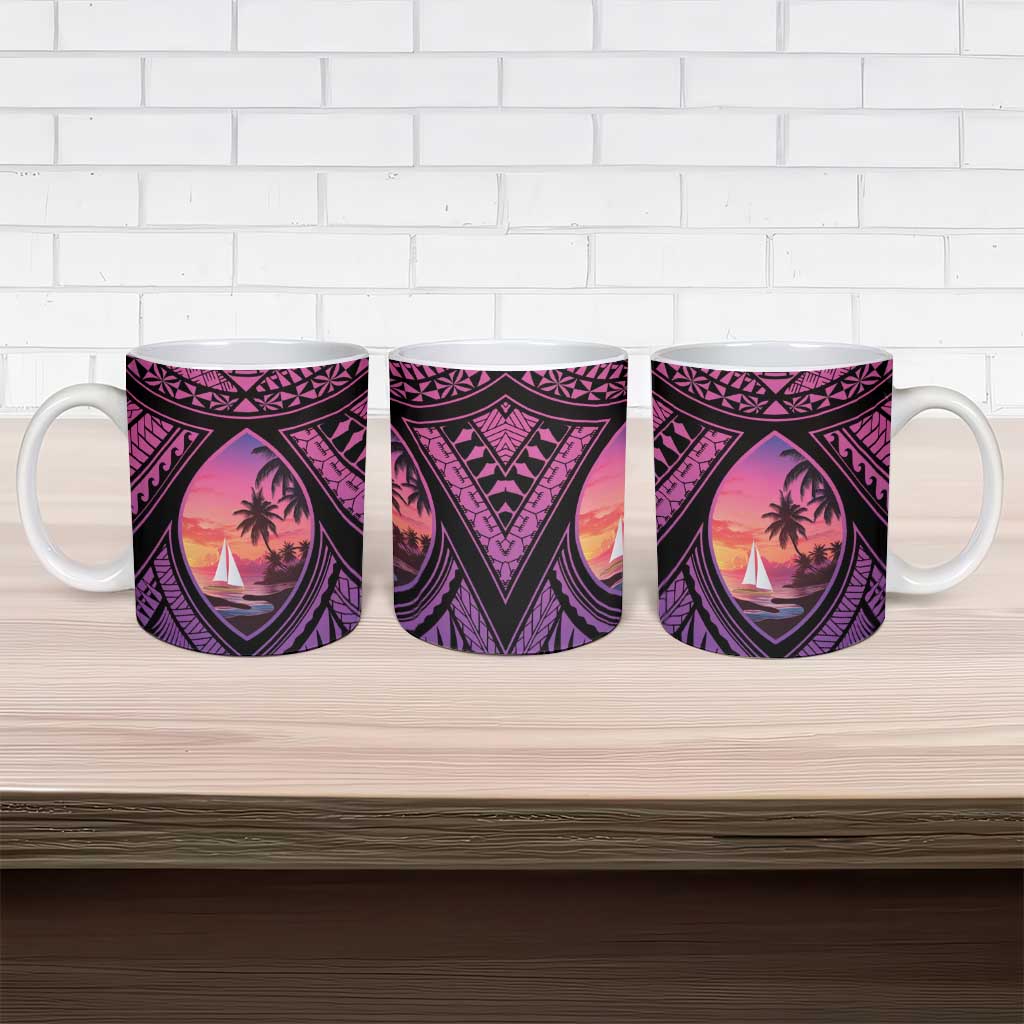 Guam Chamorro Artsy Ceramic Mug Guahan Sunset Beach - Polynesian Pride