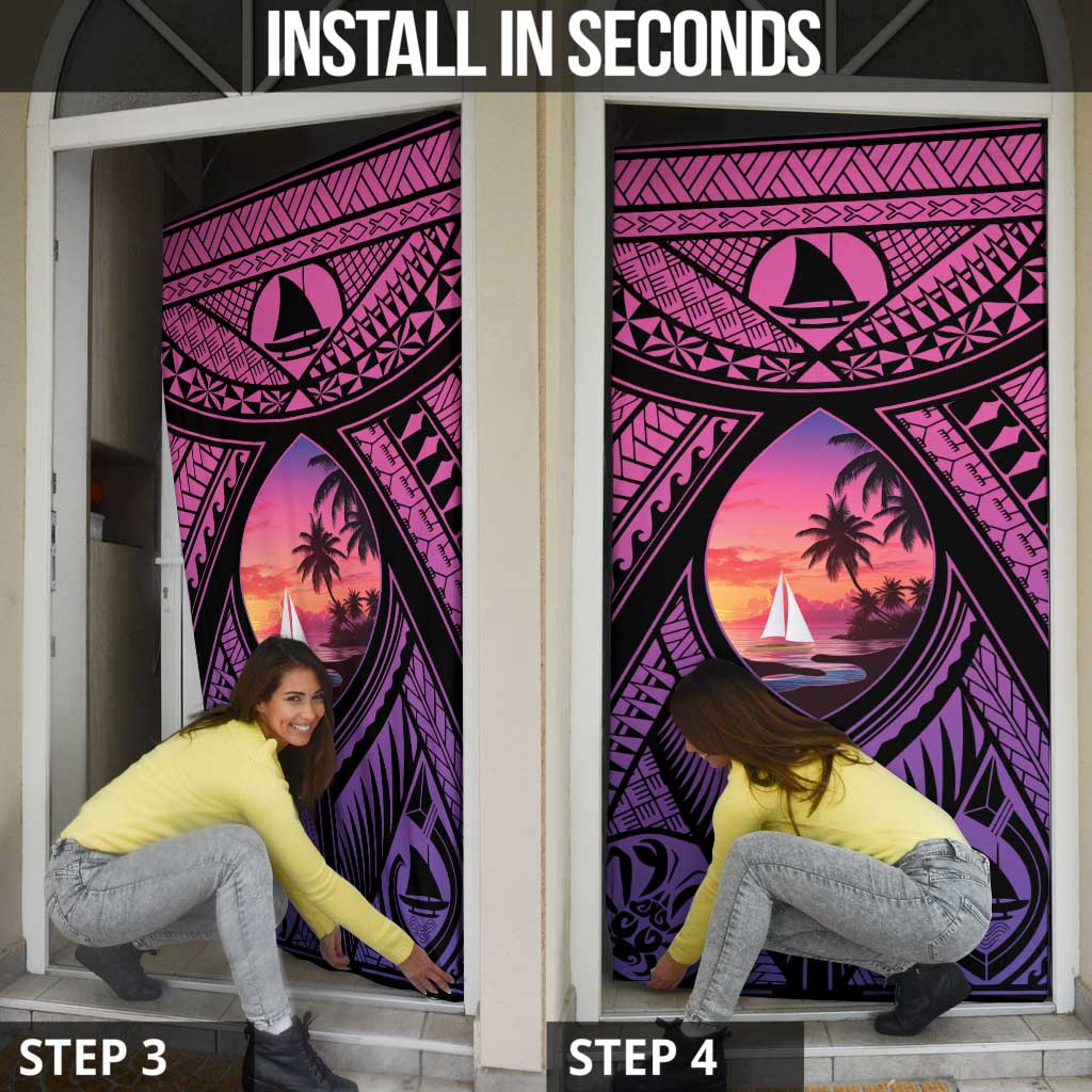 Guam Chamorro Artsy Door Cover Guahan Sunset Beach - Polynesian Pride