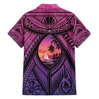 Guam Chamorro Artsy Family Matching Off The Shoulder Long Sleeve Dress and Hawaiian Shirt Guahan Sunset Beach