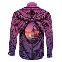 Guam Chamorro Artsy Family Matching Off The Shoulder Long Sleeve Dress and Hawaiian Shirt Guahan Sunset Beach