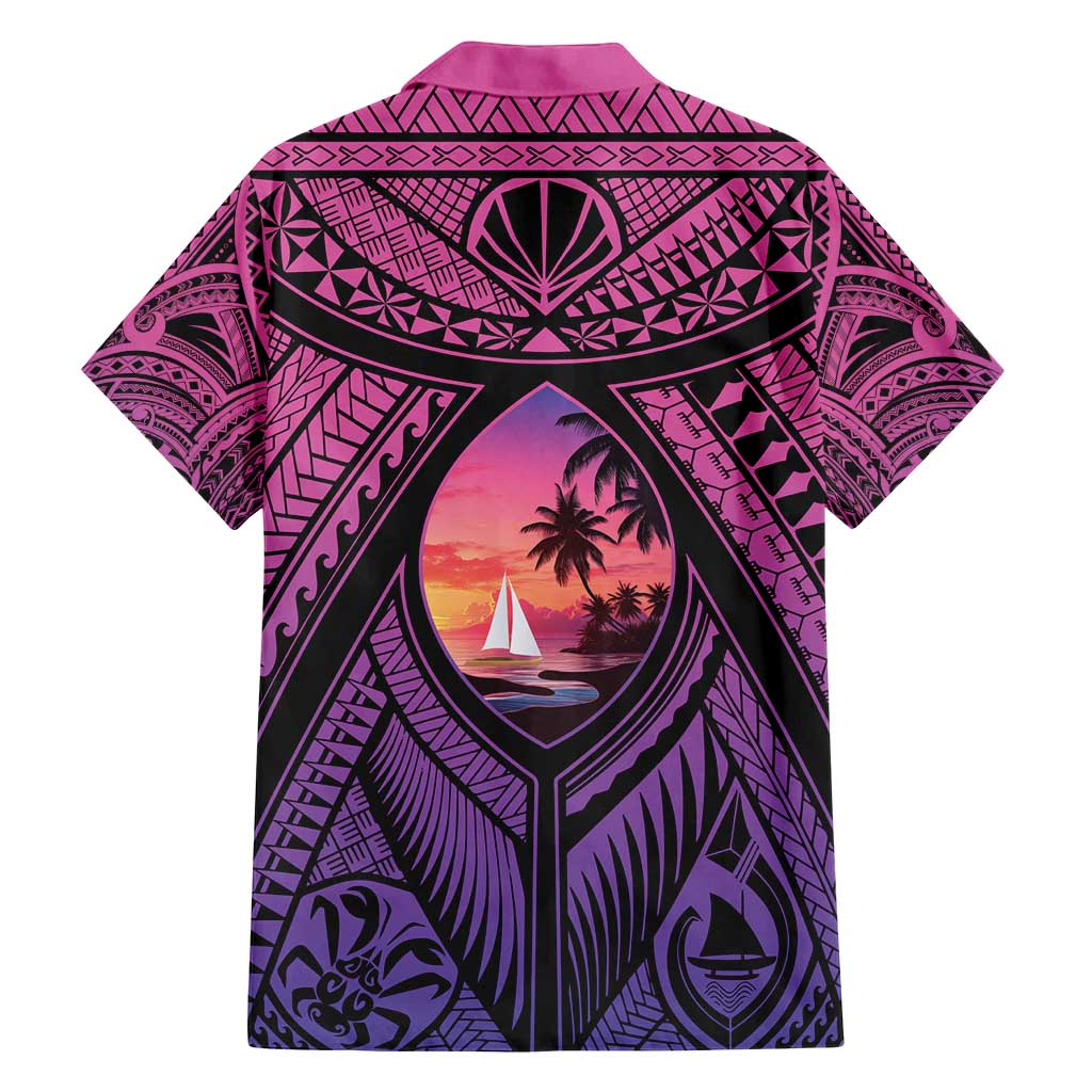 Guam Chamorro Artsy Family Matching Tank Maxi Dress and Hawaiian Shirt Guahan Sunset Beach