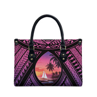 Guam Chamorro Artsy Leather Bag Guahan Sunset Beach - Polynesian Pride