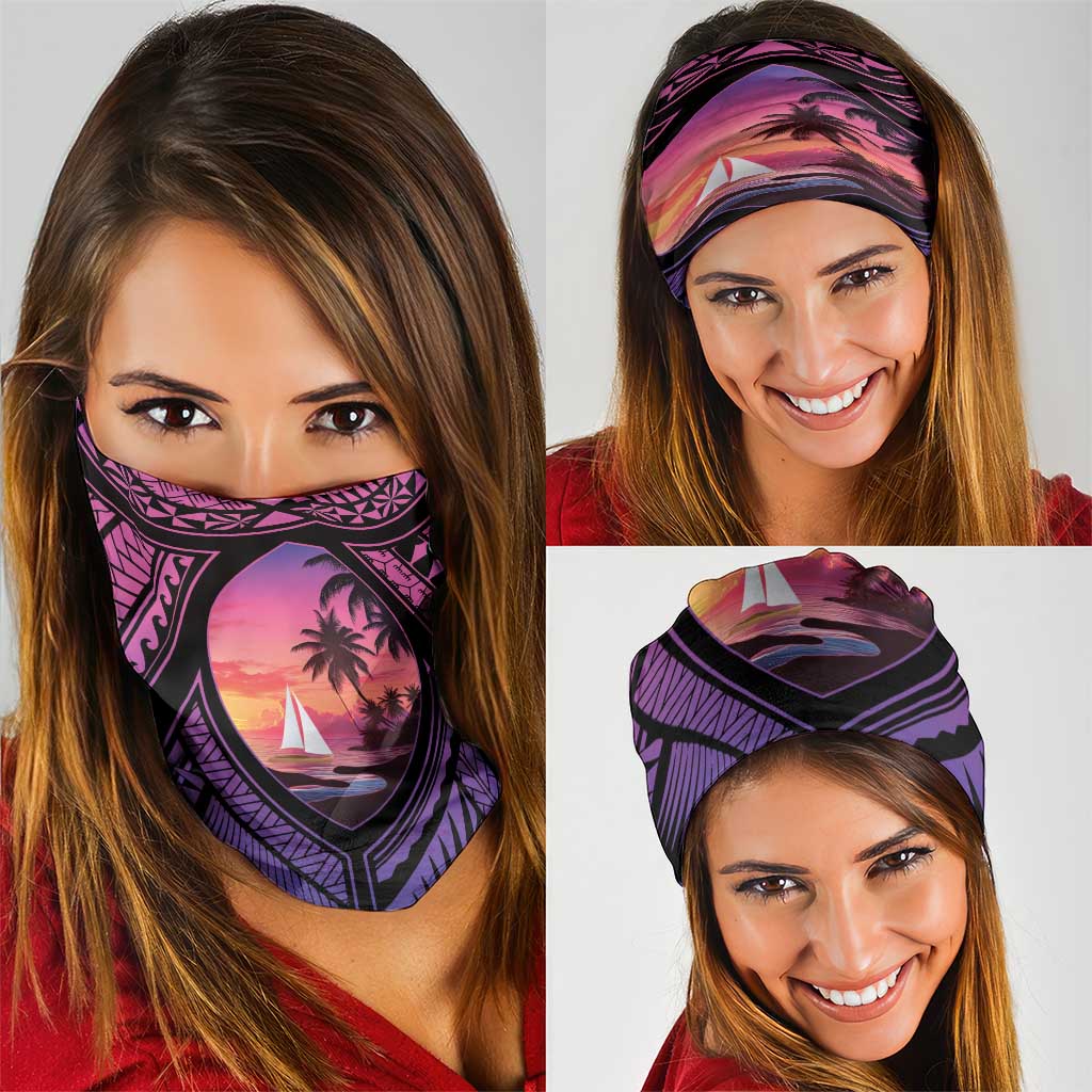 Guam Chamorro Artsy Neck Gaiter Guahan Sunset Beach - Polynesian Pride