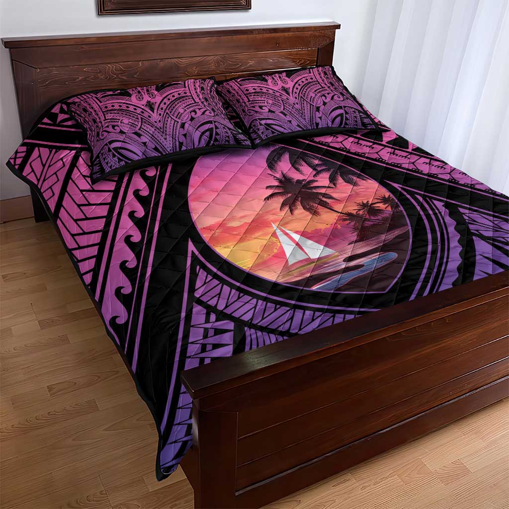 Guam Chamorro Artsy Quilt Bed Set Guahan Sunset Beach