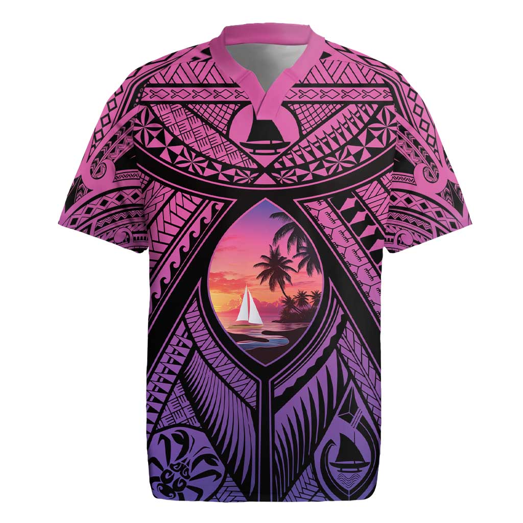 Guam Chamorro Artsy Rugby Jersey Guahan Sunset Beach