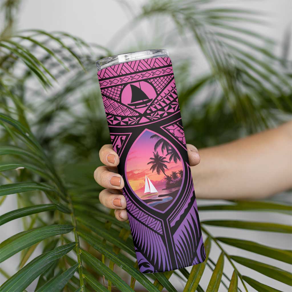 Guam Chamorro Artsy Skinny Tumbler Guahan Sunset Beach