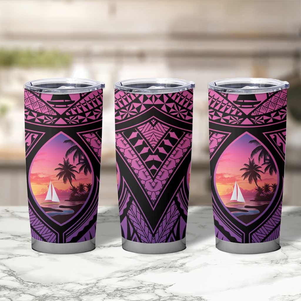 Guam Chamorro Artsy Tumbler Cup Guahan Sunset Beach LT9 - Polynesian Pride