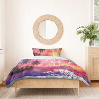 Guam Latte Stone with Map Bedding Set Bougainvillea Beach Sunset