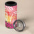 Guam Latte Stone with Map 4 in 1 Can Cooler Tumbler Bougainvillea Beach Sunset
