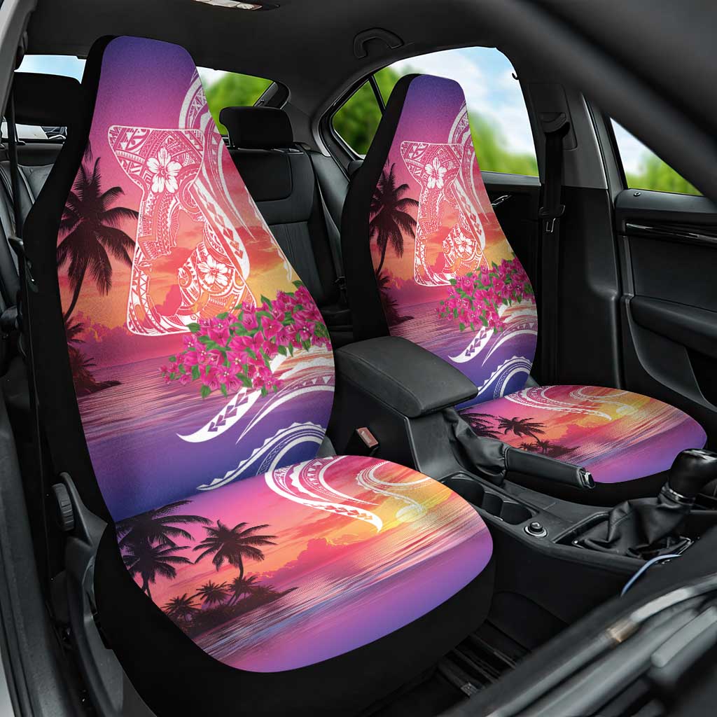 Guam Latte Stone with Map Car Seat Cover Bougainvillea Beach Sunset