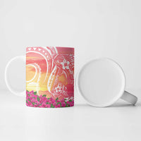 Guam Latte Stone with Map Ceramic Mug Bougainvillea Beach Sunset - Polynesian Pride