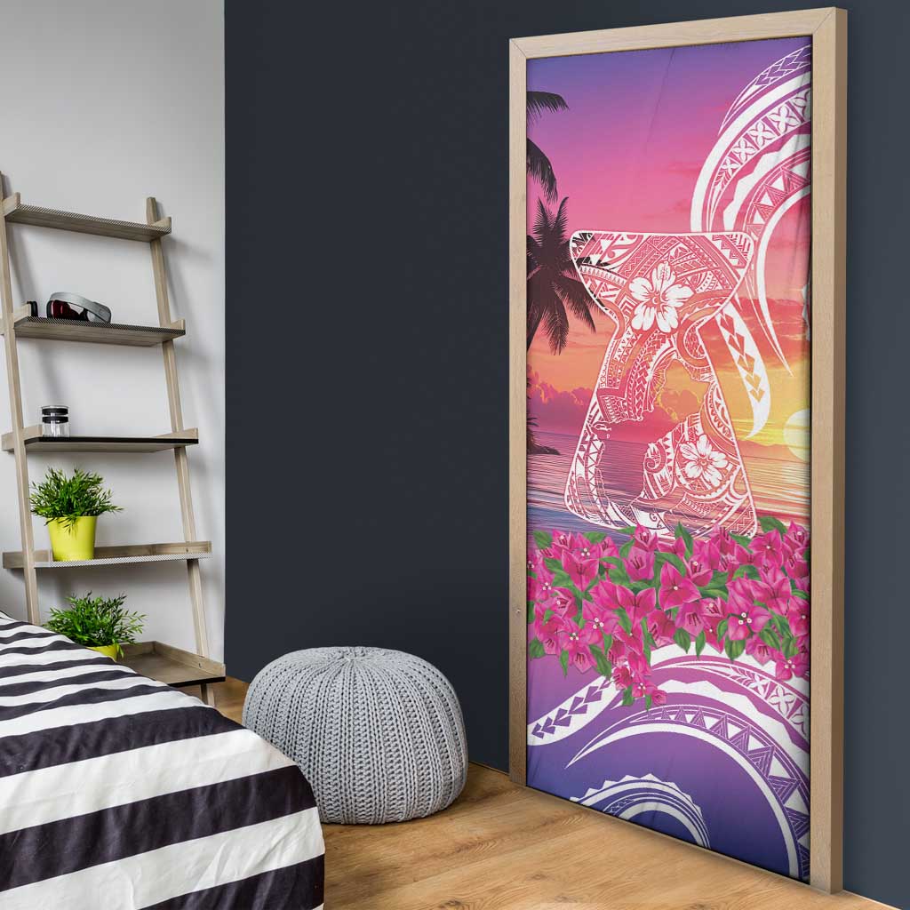 Guam Latte Stone with Map Door Cover Bougainvillea Beach Sunset - Polynesian Pride