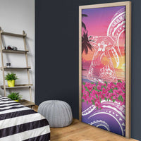 Guam Latte Stone with Map Door Cover Bougainvillea Beach Sunset - Polynesian Pride