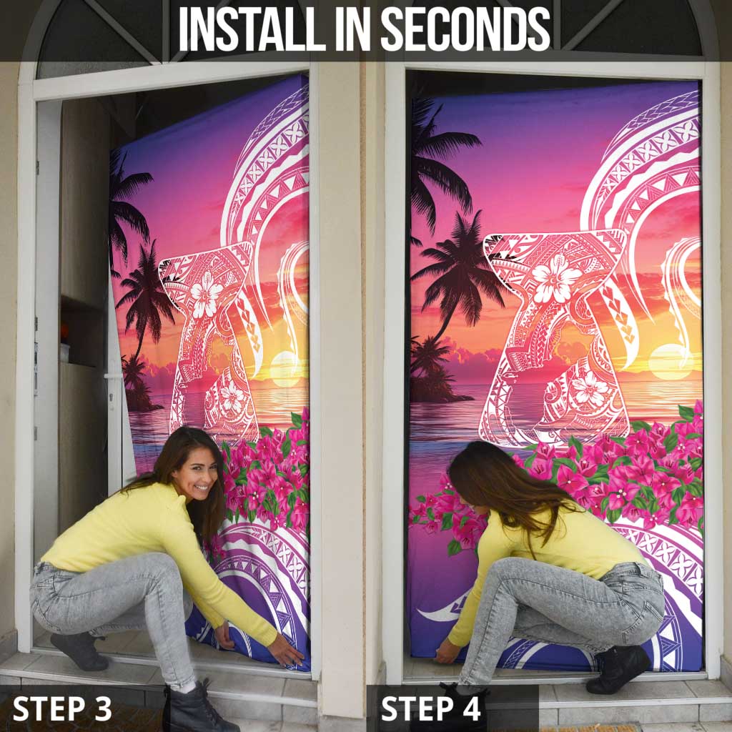 Guam Latte Stone with Map Door Cover Bougainvillea Beach Sunset - Polynesian Pride