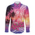 Guam Latte Stone with Map Family Matching Long Sleeve Bodycon Dress and Hawaiian Shirt Bougainvillea Beach Sunset