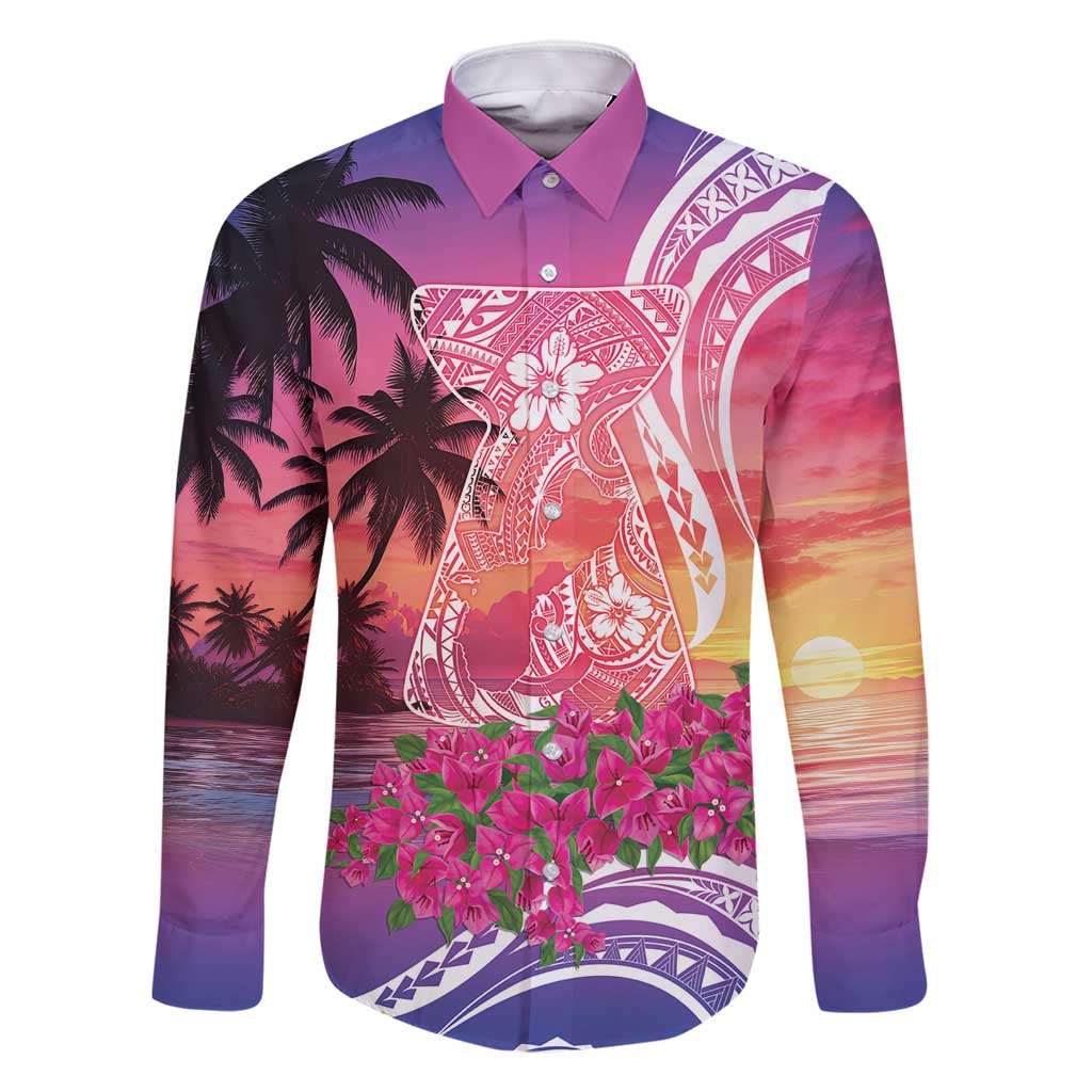 Guam Latte Stone with Map Family Matching Mermaid Dress and Hawaiian Shirt Bougainvillea Beach Sunset