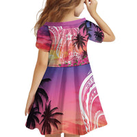 Guam Latte Stone with Map Family Matching Off Shoulder Short Dress and Hawaiian Shirt Bougainvillea Beach Sunset