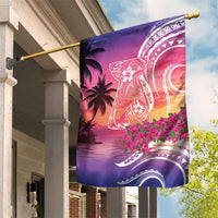 Guam Latte Stone with Map Garden Flag Bougainvillea Beach Sunset