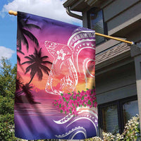 Guam Latte Stone with Map Garden Flag Bougainvillea Beach Sunset