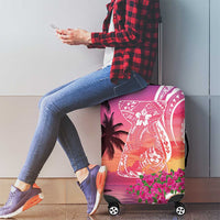 Guam Latte Stone with Map Luggage Cover Bougainvillea Beach Sunset