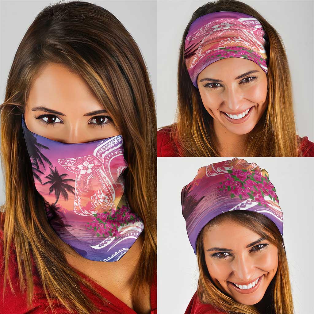 Guam Latte Stone with Map Neck Gaiter Bougainvillea Beach Sunset - Polynesian Pride